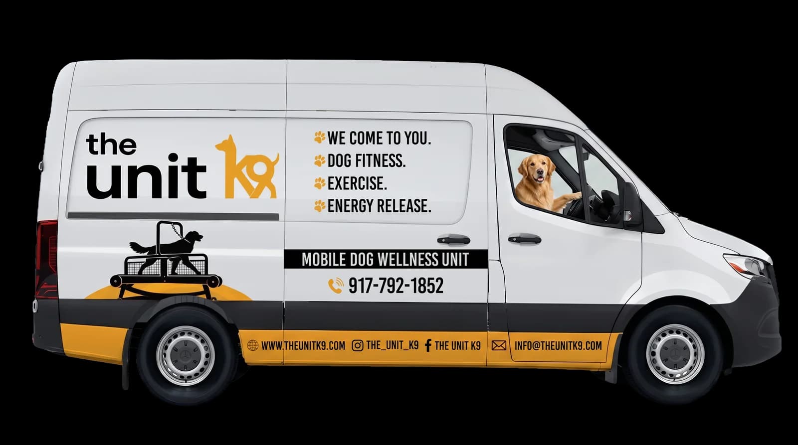 The Unit K9 mobile dog gym van with branded wrap